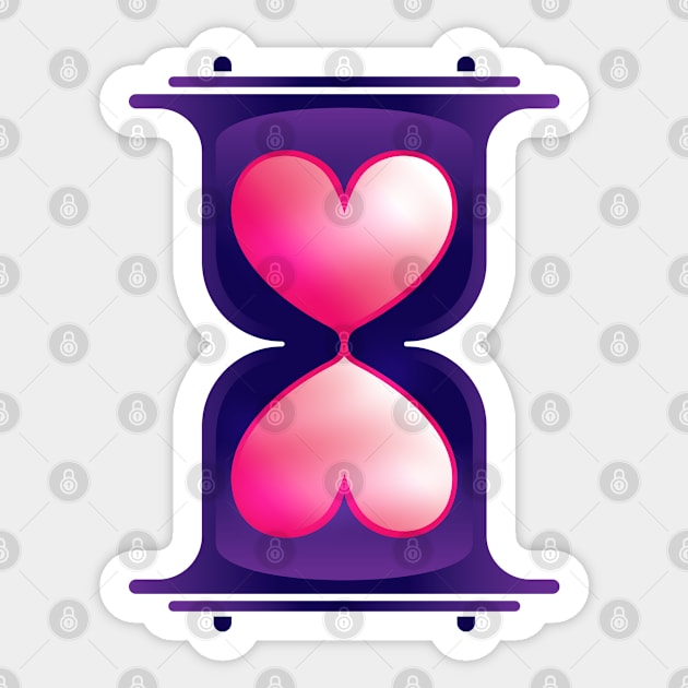 Hourglass Pink Hearts Love Time Sticker by GeeTee